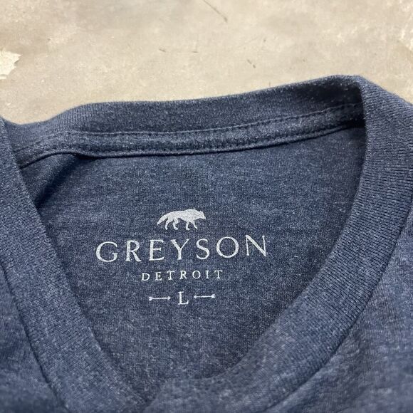 Greyson Wolf Man Logo Detroit T-Shirt Size Large XXXX Blue - Picture 4 of 6